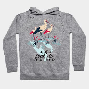 Whimsical Stork Pun Art - 'Look No Feather' Hoodie